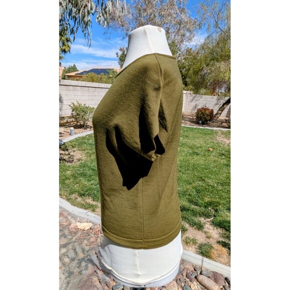 Vintage Olive Green 1960s Wool Off Shoulder Pullover Scoop-Neck Sz10/Med Top EUC - Picture 3 of 5
